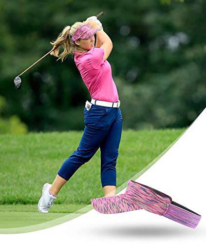 Arcweg Sun Visor Hat Women Men Sweat Absorption Sports Visor Elastic with Brim UV Protection UPF 50+ Foldabl Fashion Sun Golf, Pink