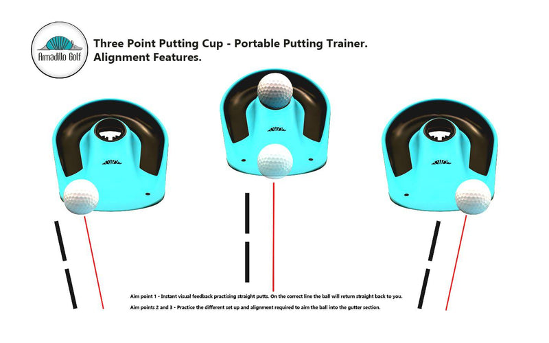 Armadillo Golf Three Point Putting Cup - Portable Putting Trainer