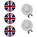 AXKAL Golf Ball Marker Hat Clip Tool for Men Women 5 Pack Set, Golf Ball Markers Assorted Patterns Mark Golf Divot Tool Accessories Bright Color (2 Hat Clips+3 UK Marker)