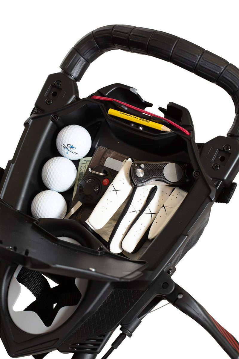 Bag Boy Nitron 3 Wheel Golf Push Cart, Easy 1 Step Open and Fold, Scorecard Console, Beverage Holder, Mobile Device Holder, Handle Mounted Parking Brake