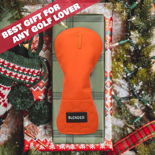 BAIRBRE Golf Club Head Covers, Blue Golf Fariway Wood Covers Hybrid Head Covers 3 Wood Headcover Leather Golf Headcover with Number Tag for Scotty Cameron Odyssey Taylormade All Brand (Orange-DR)