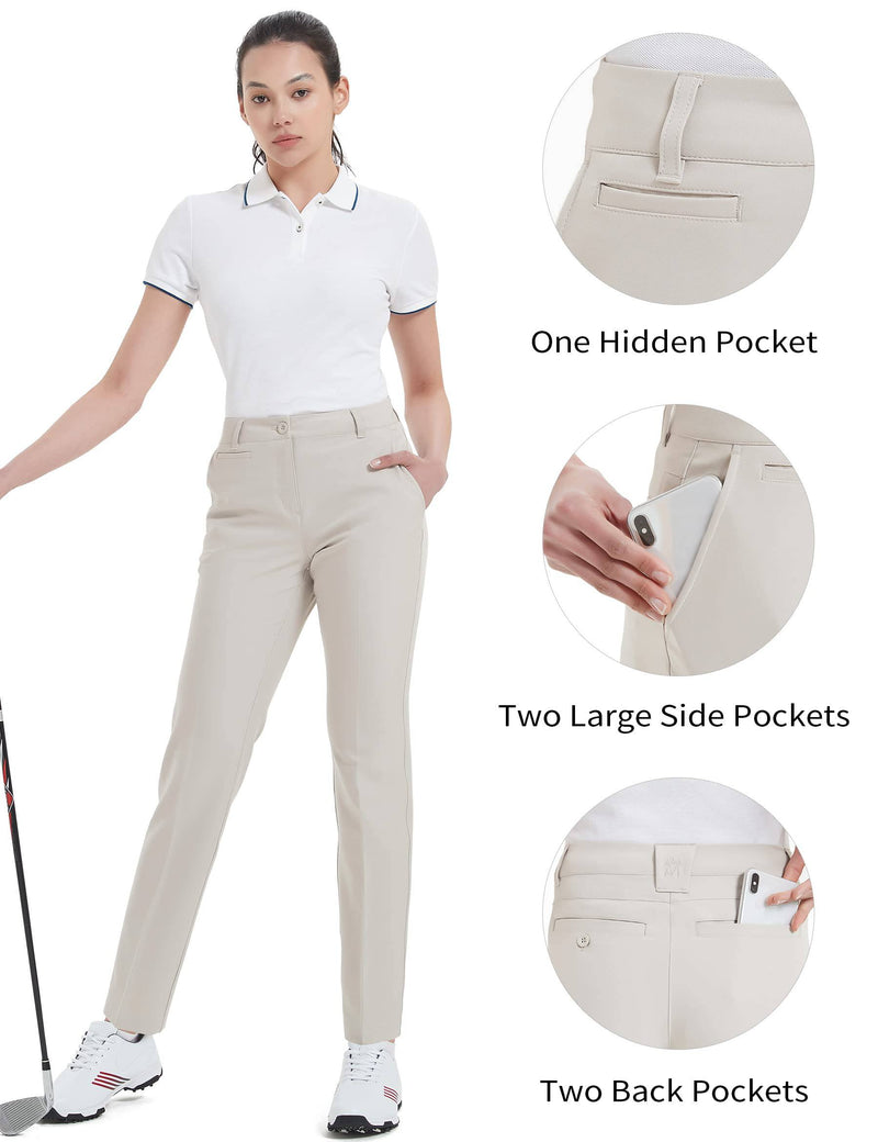 Bakery Womens Golf Pants Stretch Straight Lightweight Breathable Chino Pants Beige