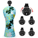 Lucky Shamrock Golf Fairway Wood Head Cover, White Leather Golf Club Covers for Woods, Rotatable