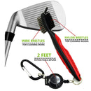 BettGolf Golf Club Brush and Groove Cleaner Brush Brushes in 3 For Golf Shoes/Golf Club/Golf/Golf Groove,2 Ft Retractable Zip-line Aluminum Carabiner (red)