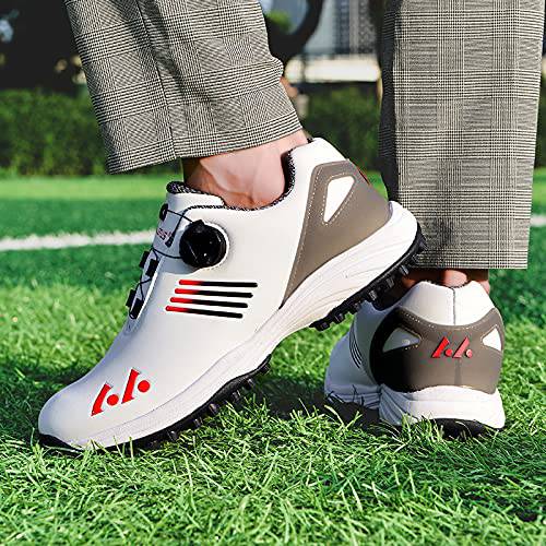 Men's Waterproof Lightweight Rotary Button Golf Shoes, Red