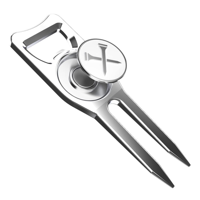 Blue Tees Golf - 6 in One Divot Repair Tool - Silver