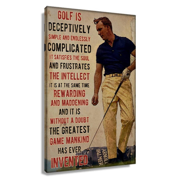 Framed Golf Wall Art Sports Quote Poster Canvas Saying Vintage Golf Art Print Sport Spiritual Quotes Pictures Wall Painting Themed Decor,Ready to Hang Framed (12x18inch)