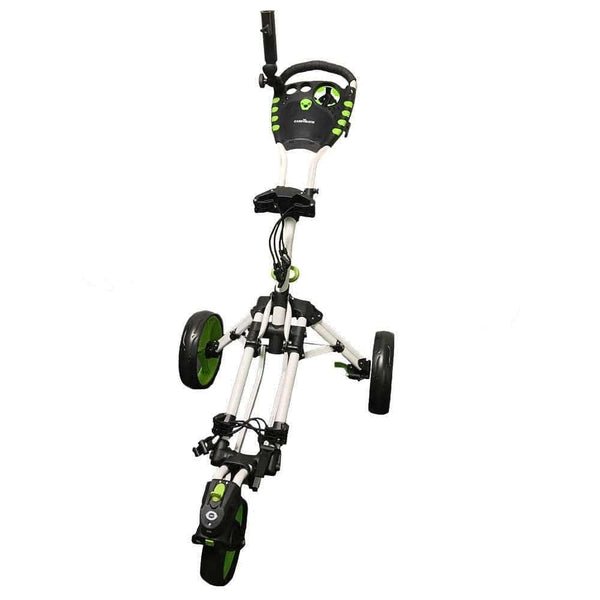 Caddymatic Golf 360° SwivelEase 3 Wheel Folding Golf Trolley (White/Green)