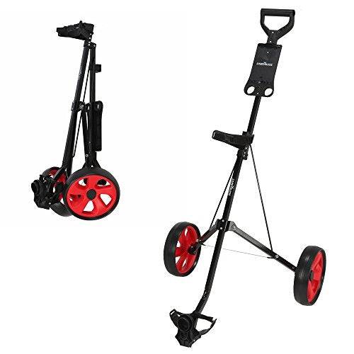 Caddymatic Golf i-Trac 2 Wheel Folding Cart, Red