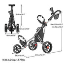 Caddytek Lightweight 3-Wheel Golf Push Cart – Silver