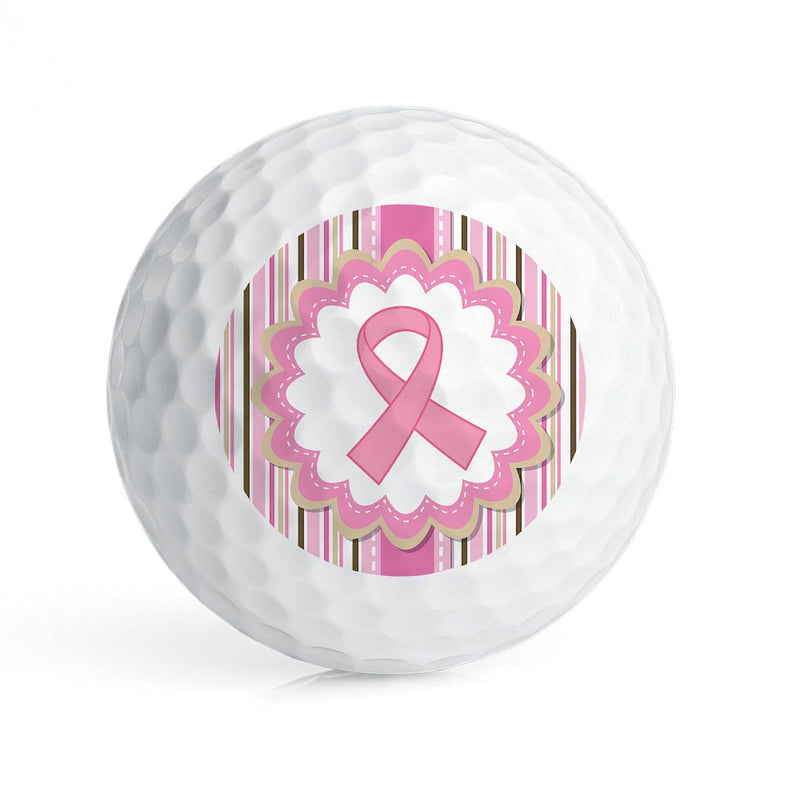 CafePress Breast Cancer Pink Striped Ribbon Golf Balls (Pk O Novelty Golf Balls (Pk of 6)