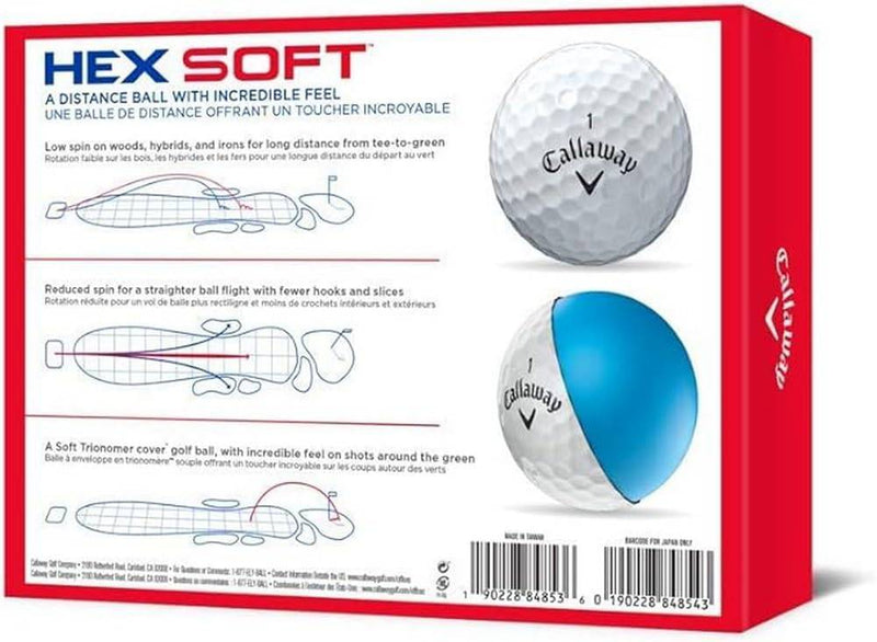 Callaway Golf Hex Soft Golf Balls 2019, White, One Dozen