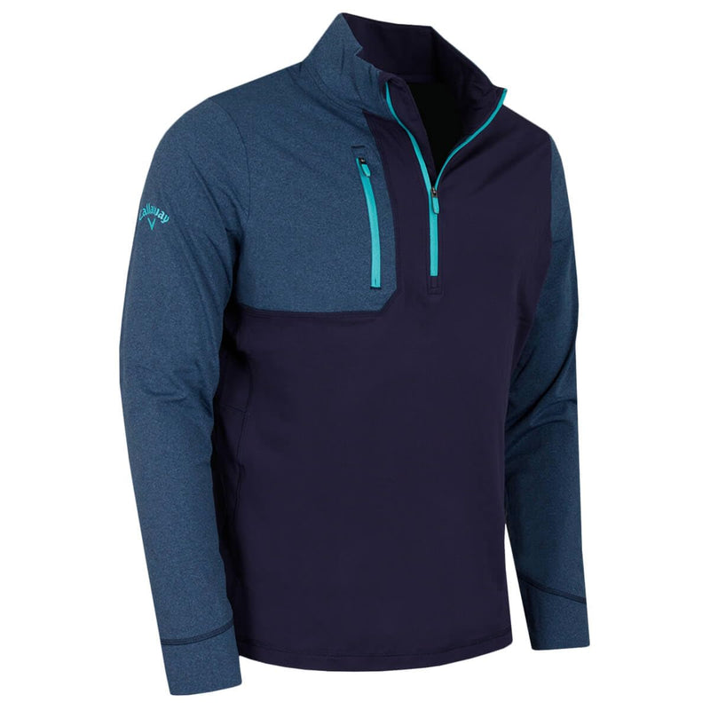 Callaway Golf Mens Aquapel Mixed Media Pullover Sweater - Peacoat