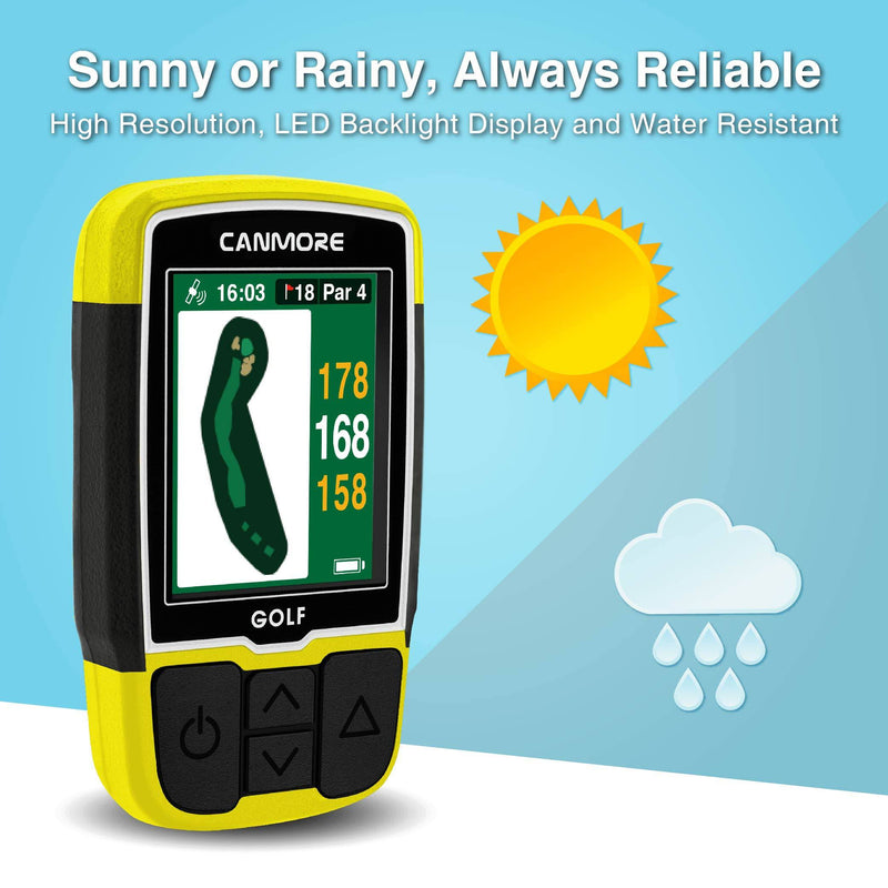 CANMORE HG200 Plus Golf GPS - Easy-to-Read Color preloaded 41,000 Course map Worldwide Shape of The Green and The Fairway- Water Resistant- 1-Year Warranty