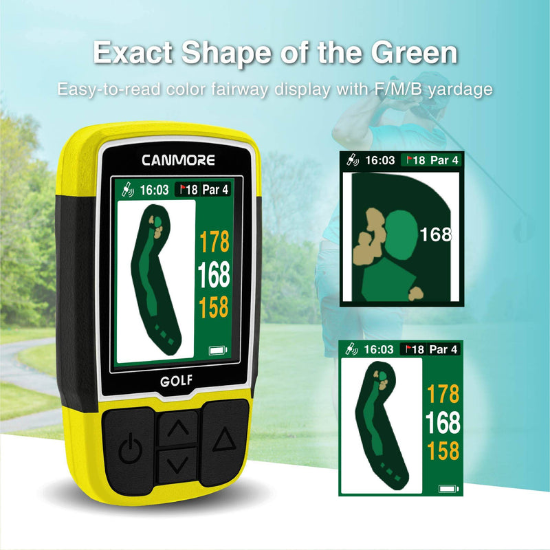 CANMORE HG200 Plus Golf GPS - Easy-to-Read Color preloaded 41,000 Course map Worldwide Shape of The Green and The Fairway- Water Resistant- 1-Year Warranty