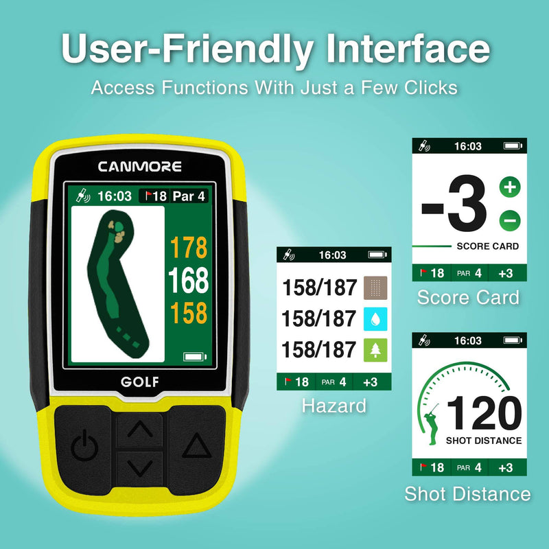 CANMORE HG200 Plus Golf GPS - Easy-to-Read Color preloaded 41,000 Course map Worldwide Shape of The Green and The Fairway- Water Resistant- 1-Year Warranty