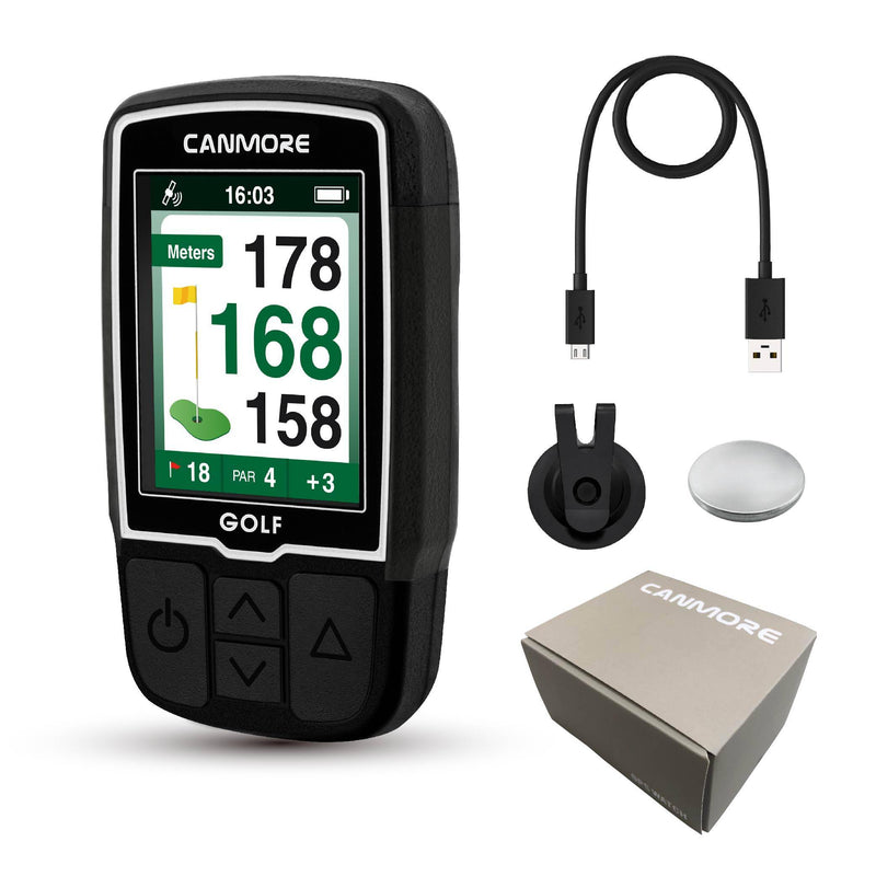 CANMORE HG200 PRO Handheld GPS Golf Device, 40,000+ Free Preloaded Worldwide Course, Upgraded IC Chip, USB Micro Charging Cable, Black