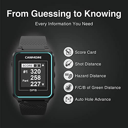 CANMORE TW353 Golf GPS Watch for Men and Women, High Contrast LCD Display, Free Update Over 41,000 Preloaded Courses Worldwide, Lightweight Essential Golf Accessory for Golfers, Black/Turquoise