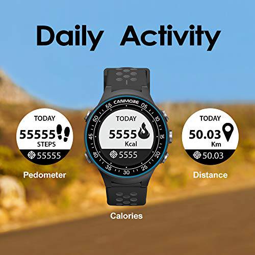 CANMORE TW410G Golf GPS Watch with Step Tracking - 41,000+ Free Worldwide Golf Courses Preloaded - Minimalist & User Friendly (Blue)