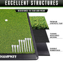 CHAMPKEY Premium Synthetic Turf Golf Hitting Mat | Heavy Duty Rubber Base Golf Practice Mat | Come with 1 Rubber Tee and 9 Plastic Tees