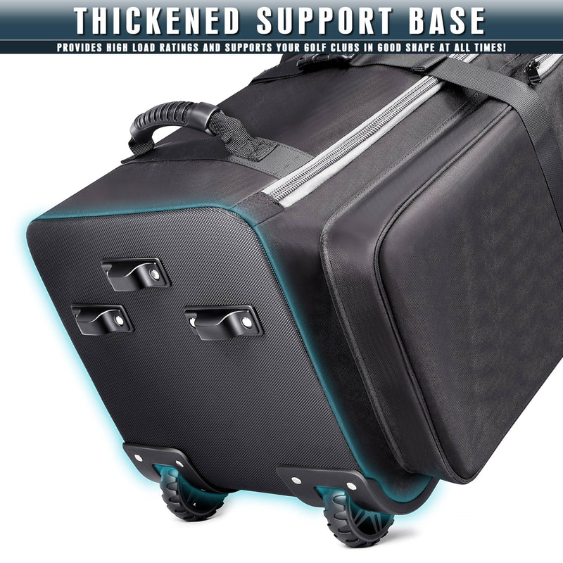 CHAMPKEY Soft Padded Golf Travel Bag with Oversize Wheels| Premium 1200D Polyester Oxford Golf Travel Cover｜Excellent Balance and Durability Golf Travel Bags (Grey)