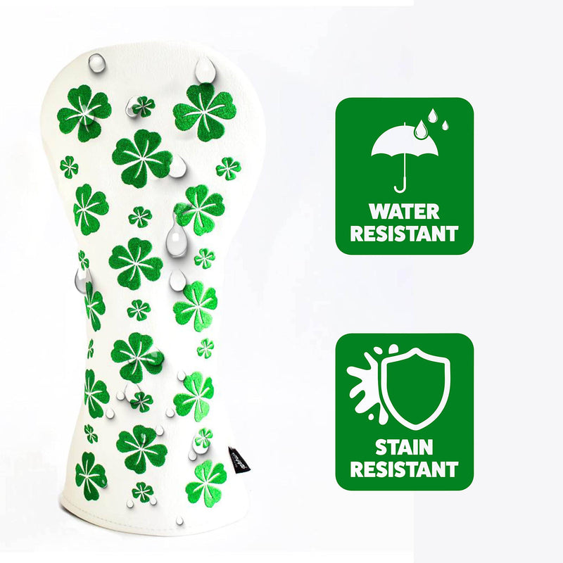 The Luck Of The Irish Golf Club Headcovers by Chippi Golf, Driver, Fairway Wood and Hybrid, Fits All Major Brands, Embroidered, Waterproof, Durable PU Leather With A Soft Inner Lining (Fairway Wood)