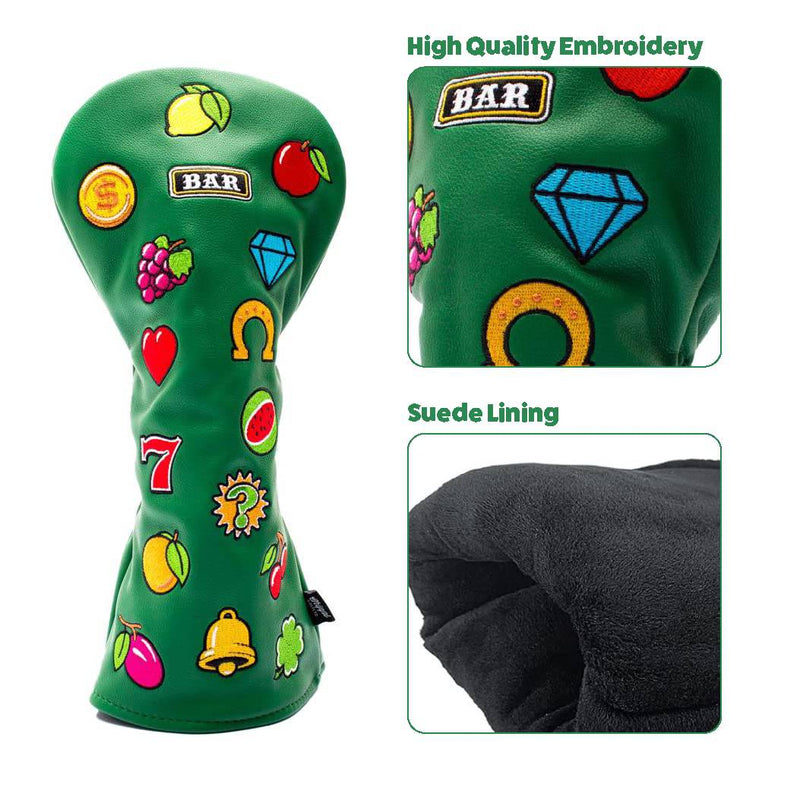Viva Las Vegas Novelty Golf Driver Head Cover (Driver Head Cover) - PU Leather Golf Club Headcover For Drivers, Fairway Woods & Hybrid Woods, Fits All Major Brands, Waterproof - By Chippi Golf