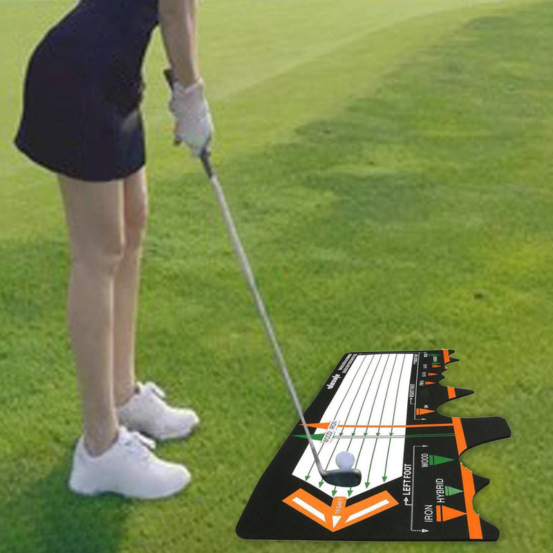 chiwanji Golf Practice Swing Mat, Golf Swing Trainer Beginner Position Assist Pads Golf Training Aid Pad for Indoor Outdoor Golf Club Equipment