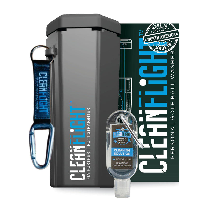 Clean Flight Premium Golf Ball Washer - Portable Cleaner for Golf Bag or Cart - Best Golf Accessories Gifts for Men & Women. (1 PACK)