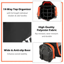 COSTWAY Golf Cart Bag with 14 Way Dividers, 7 Pockets, Rain Cover and Shoulder Strap, Lightweight Golf Clubs Strorage Bags for Men & Women (Black + Red)