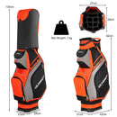 COSTWAY Golf Cart Bag with 14 Way Dividers, 7 Pockets, Rain Cover and Shoulder Strap, Lightweight Golf Clubs Strorage Bags for Men & Women (Black + Red)