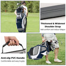 COSTWAY Golf Cart Bag with 14 Way Dividers, 7 Pockets, Rain Cover and Shoulder Strap, Lightweight Golf Clubs Strorage Bags for Men & Women (Navy + Grey)