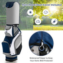 COSTWAY Golf Cart Bag with 14 Way Dividers, 7 Pockets, Rain Cover and Shoulder Strap, Lightweight Golf Clubs Strorage Bags for Men & Women (Navy + Grey)
