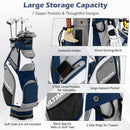 COSTWAY Golf Cart Bag with 14 Way Dividers, 7 Pockets, Rain Cover and Shoulder Strap, Lightweight Golf Clubs Strorage Bags for Men & Women (Navy + Grey)