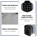 COSTWAY Golf Cart Bag with 14 Way Dividers, 7 Pockets, Rain Cover and Shoulder Strap, Lightweight Golf Clubs Strorage Bags for Men & Women (Navy + Grey)