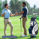 COSTWAY Golf Cart Bag with 14 Way Dividers, 7 Pockets, Rain Cover and Shoulder Strap, Lightweight Golf Clubs Strorage Bags for Men & Women (Navy + Grey)