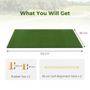 COSTWAY Golf Hitting Mat, 5 x 3 FT/5 x 4 FT Artificial Turf Mat with 2 Rubber Tees and 2 Alignment Sticks, Golf Training Mat for Home Backyard Garage (152 x 92 cm,28mm thick)