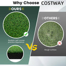 COSTWAY Golf Hitting Mat, 5 x 3 FT/5 x 4 FT Artificial Turf Mat with 2 Rubber Tees and 2 Alignment Sticks, Golf Training Mat for Home Backyard Garage (152 x 92 cm,28mm thick)