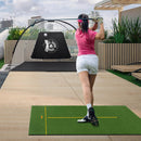 COSTWAY Golf Hitting Mat, 5 x 3 FT/5 x 4 FT Artificial Turf Mat with 2 Rubber Tees and 2 Alignment Sticks, Golf Training Mat for Home Backyard Garage (152 x 92 cm,28mm thick)