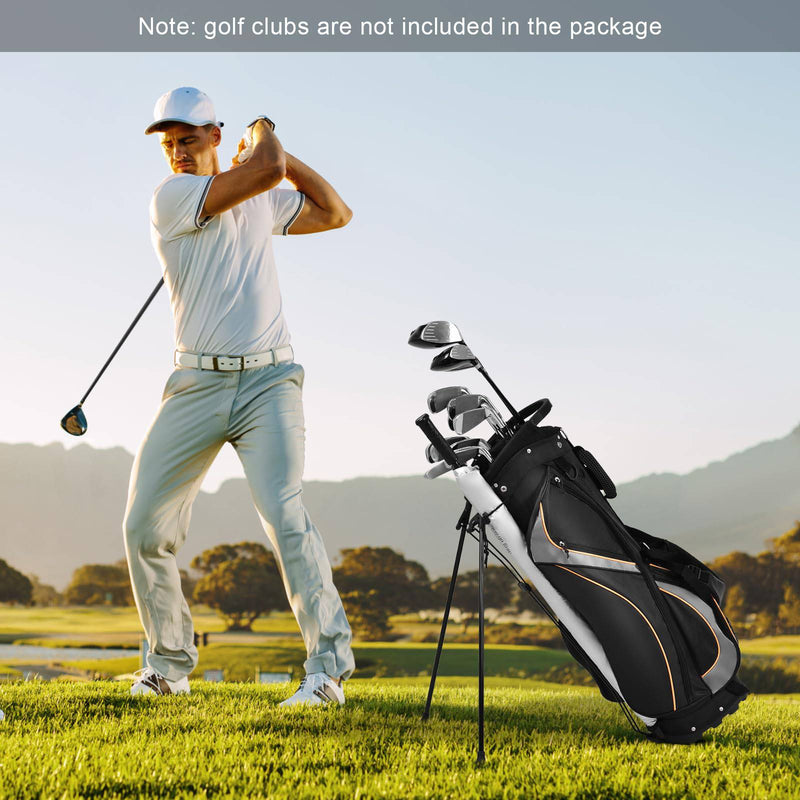 COSTWAY Golf Stand Bag, Lightweight Golf Club Bags with 8 Way Dividers, Rain Hood, Detachable Dual Strap & 7 Pockets