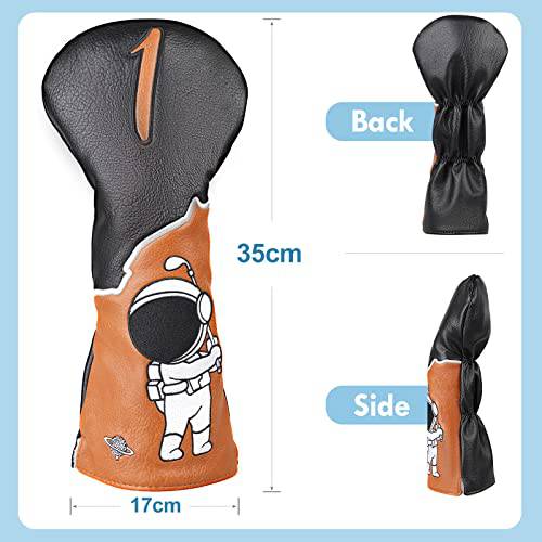 Craftsman Golf Astronaut Play Leather Golf Swing Black Brown Driver Headcover Head Cover (Astronaut)