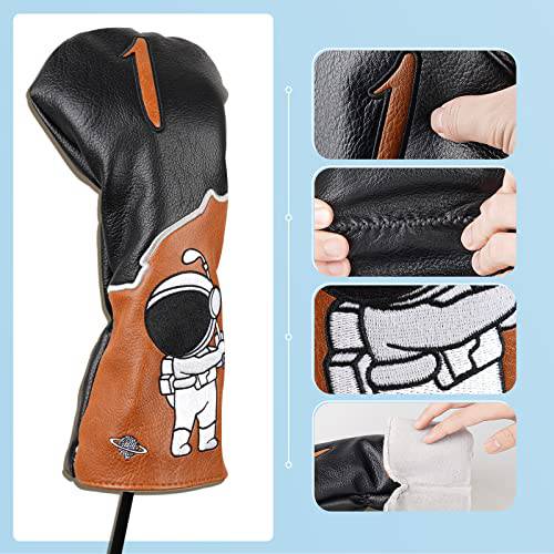 Craftsman Golf Astronaut Play Leather Golf Swing Black Brown Driver Headcover Head Cover (Astronaut)