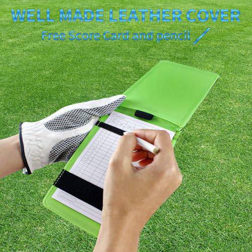 CRESTGOLF Golf Scorecard Holder PU Leather or Camouflage Nylon Golf Scorecard Cover and Yardage Book Holder Free Golf Pencil and Score Cards Black