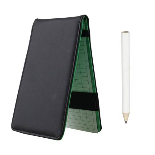 CRESTGOLF Golf Scorecard Holder PU Leather or Camouflage Nylon Golf Scorecard Cover and Yardage Book Holder Free Golf Pencil and Score Cards Black