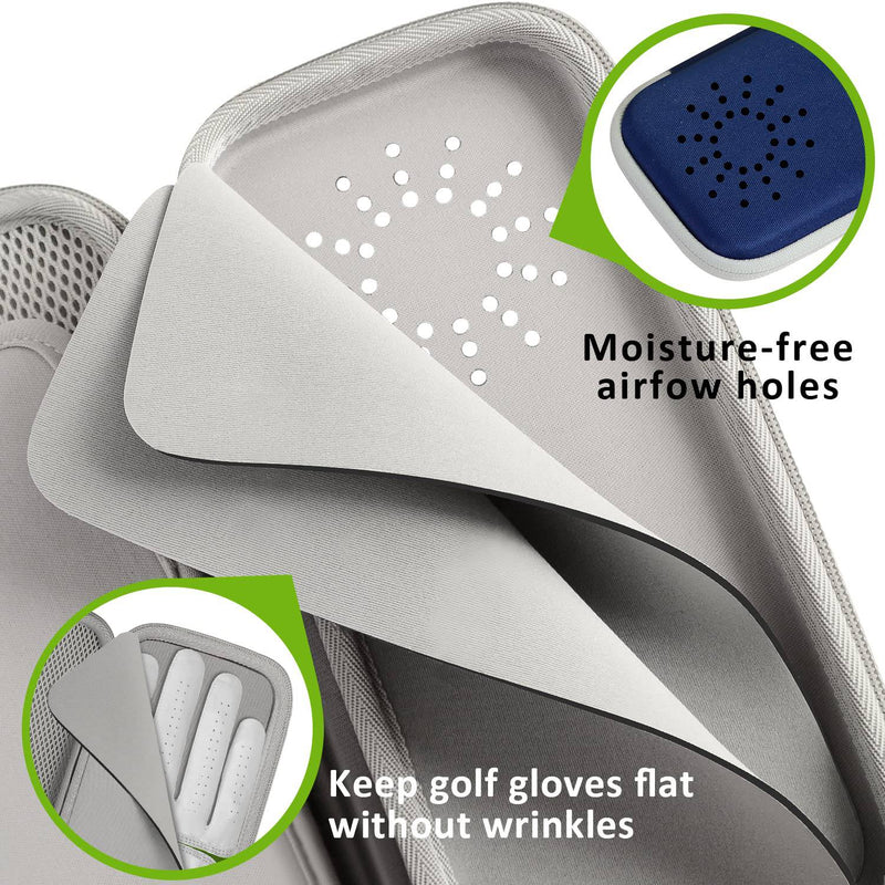 douper Golf Accessories Holder, Gloves Case with Soft Shaper Divider and Airflow Holes, Hard Organizer with Storage Slots for Phone Tees Divot Tools Ball Markers, Gift for Men Women Golfers