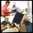 Dszemie Golf Scorecard Holder UK, Leather Score Card Holder for Golf Yardage Book Funny Waterproof Golf Scorecard Gifts Lychee Texture Scorecard Cover with 4 PCS Score Card for Men Women (Black)