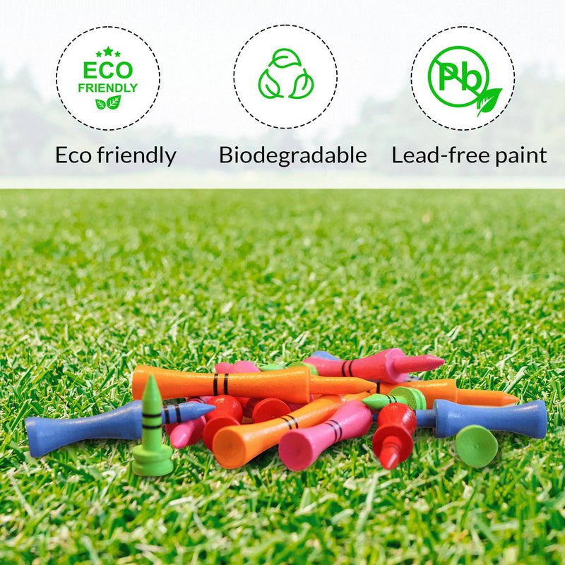 Ecotee Bamboo Castle Golf Tees – 40 Pack Mixed Sizes – Eco-Friendly, Strong and Brightly Coloured for Consistent Strikes