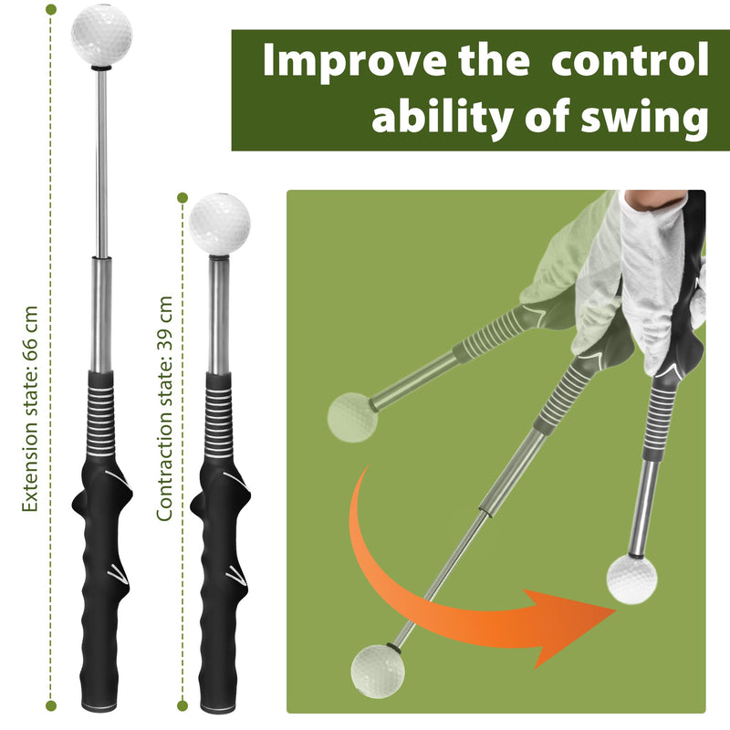 EUIOOVM Retractable Golf Training Aids, Golf Swing Trainer for Warm-up, Right-Handed Golf Club for Indoor Practice, Golf Accessories - Strength & Tempo Training for Chipping Hitting