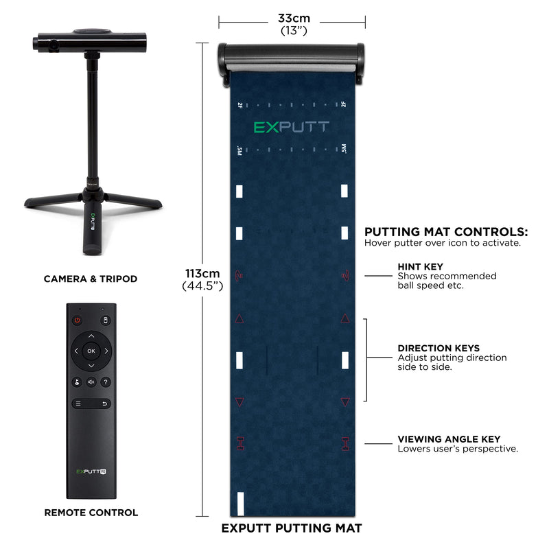 ExPutt EX500D Pro Golf Putting Simulator, Home Golf Simulator, Perfect Your Putting Swing Anytime, Anywhere, Black