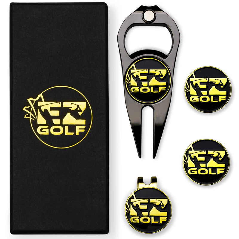 EZGolf Divot Tool & Bottle Opener Set - Multi-Functional Golf Accessory, Durable Zinc Alloy & Enamel, Includes Hat Clip with Magnetic Marker, for Golf Enthusiasts